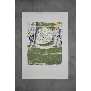 Color Lithograph by Jörgen Fogelqvist, Composition with figures, 1977