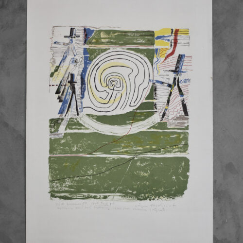 Color Lithograph by Jörgen Fogelqvist, Composition with figures, 1977