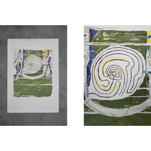 Color Lithograph by Jörgen Fogelqvist, Composition with figures, 1977
