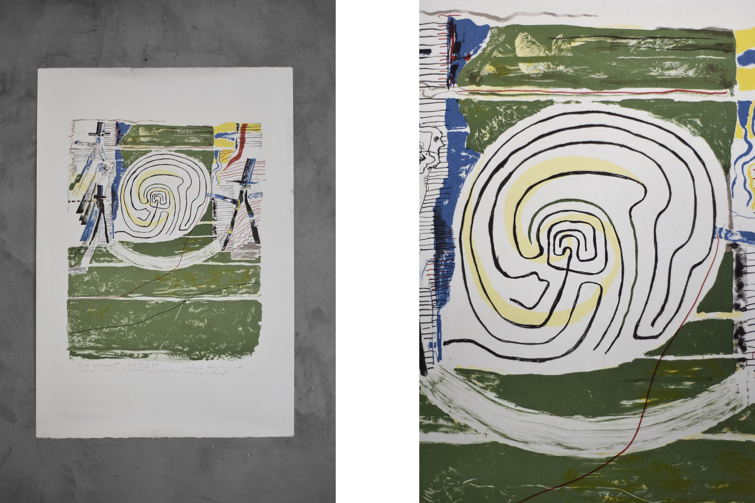 Color Lithograph by Jörgen Fogelqvist, Composition with figures, 1977