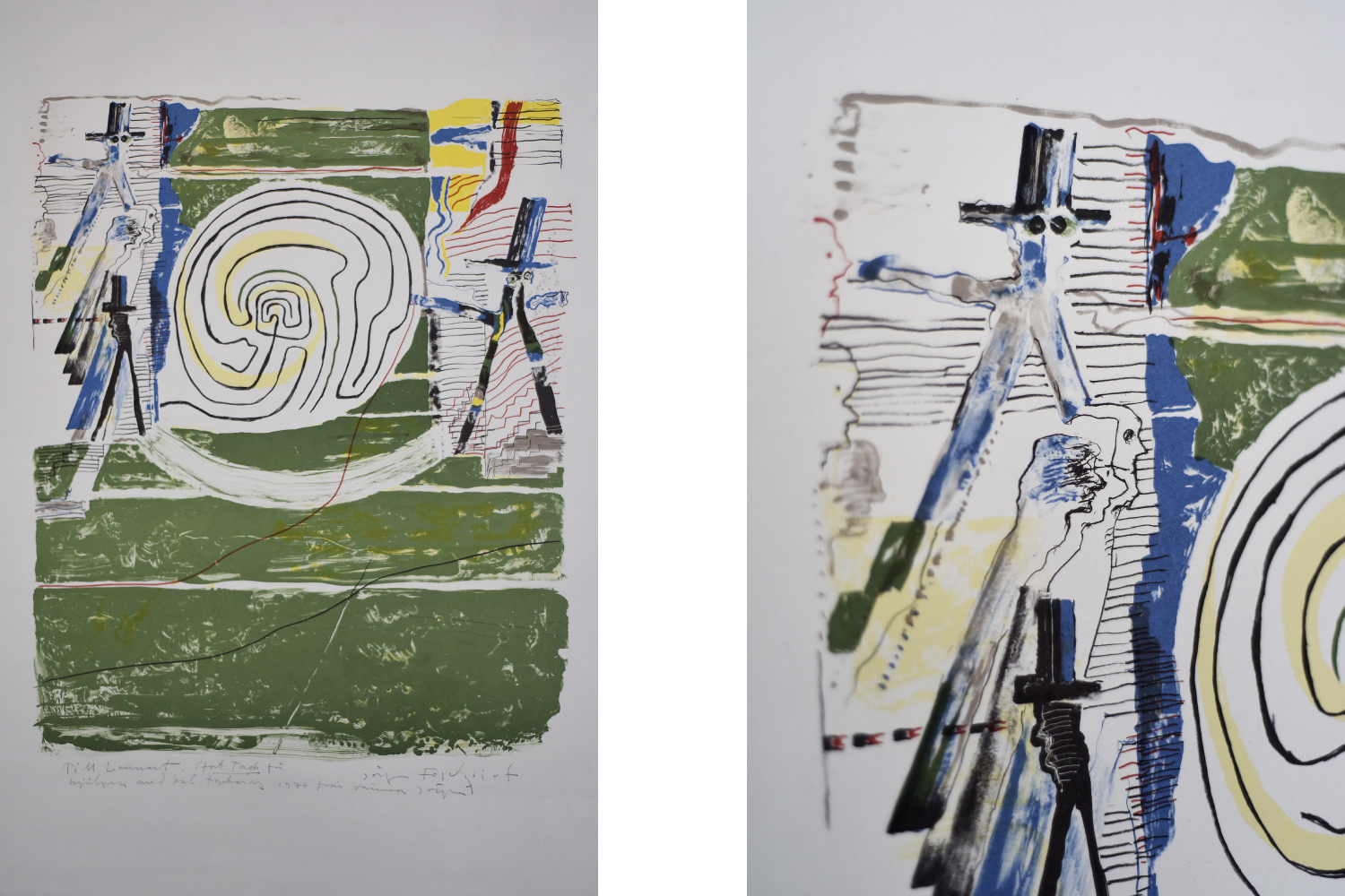 Color Lithograph by Jörgen Fogelqvist, Composition with figures, 1977