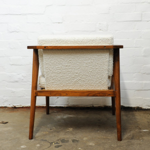 Vintage Teak & Boucle Angular Armchair, 1960s