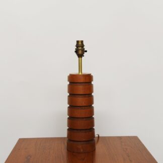 Vintage Teak & Brass Table Lamp With Turned Rings, 1960s