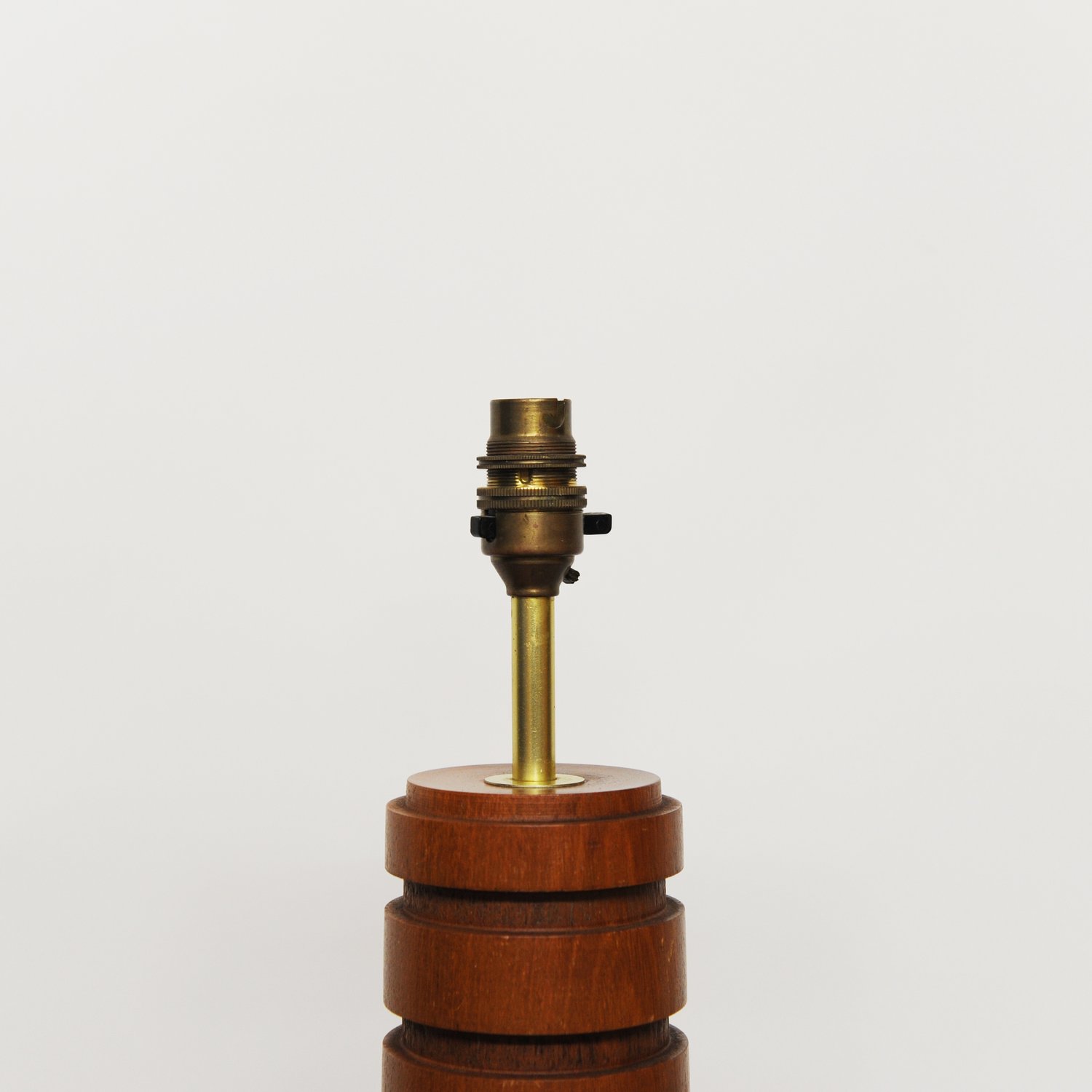 Vintage Teak & Brass Table Lamp With Turned Rings, 1960s