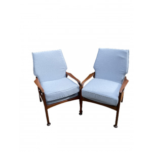 Midcentury Blue Lounge Chairs By Fred Lowen 1960s