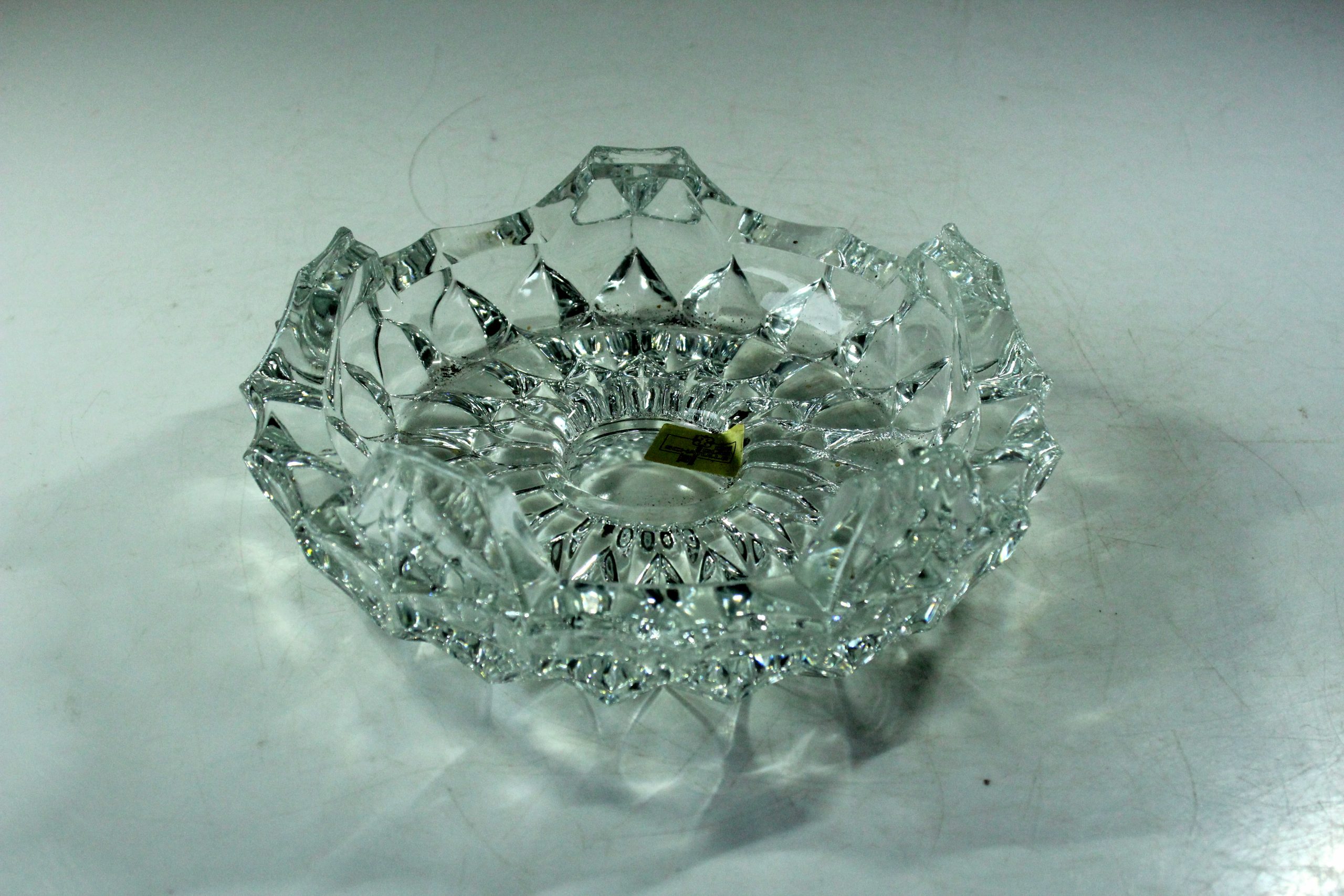 1970s lead crystal glass ashtray, vintage, mid century