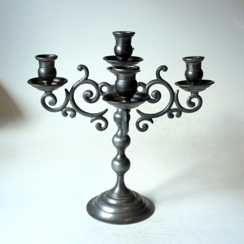 1950s Vintage - heavy pewter candelabra with 5 arms, marked