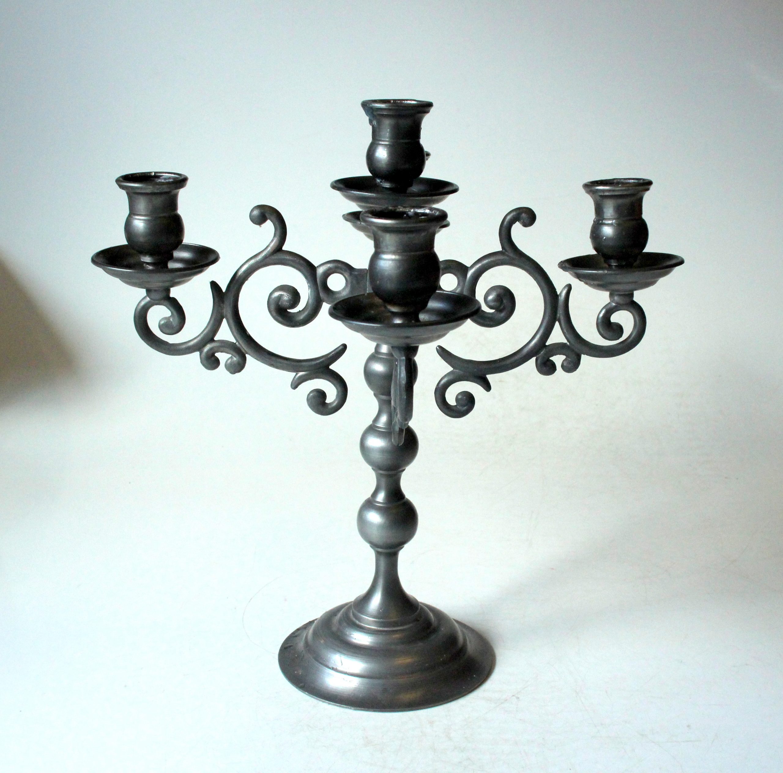 1950s Vintage - heavy pewter candelabra with 5 arms, marked