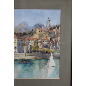 Antique Italian Riviera Possibly Portofino Watercolour