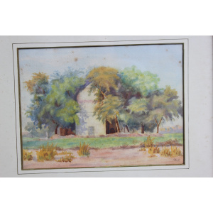 Antique Indian Watercolour Of A Temple