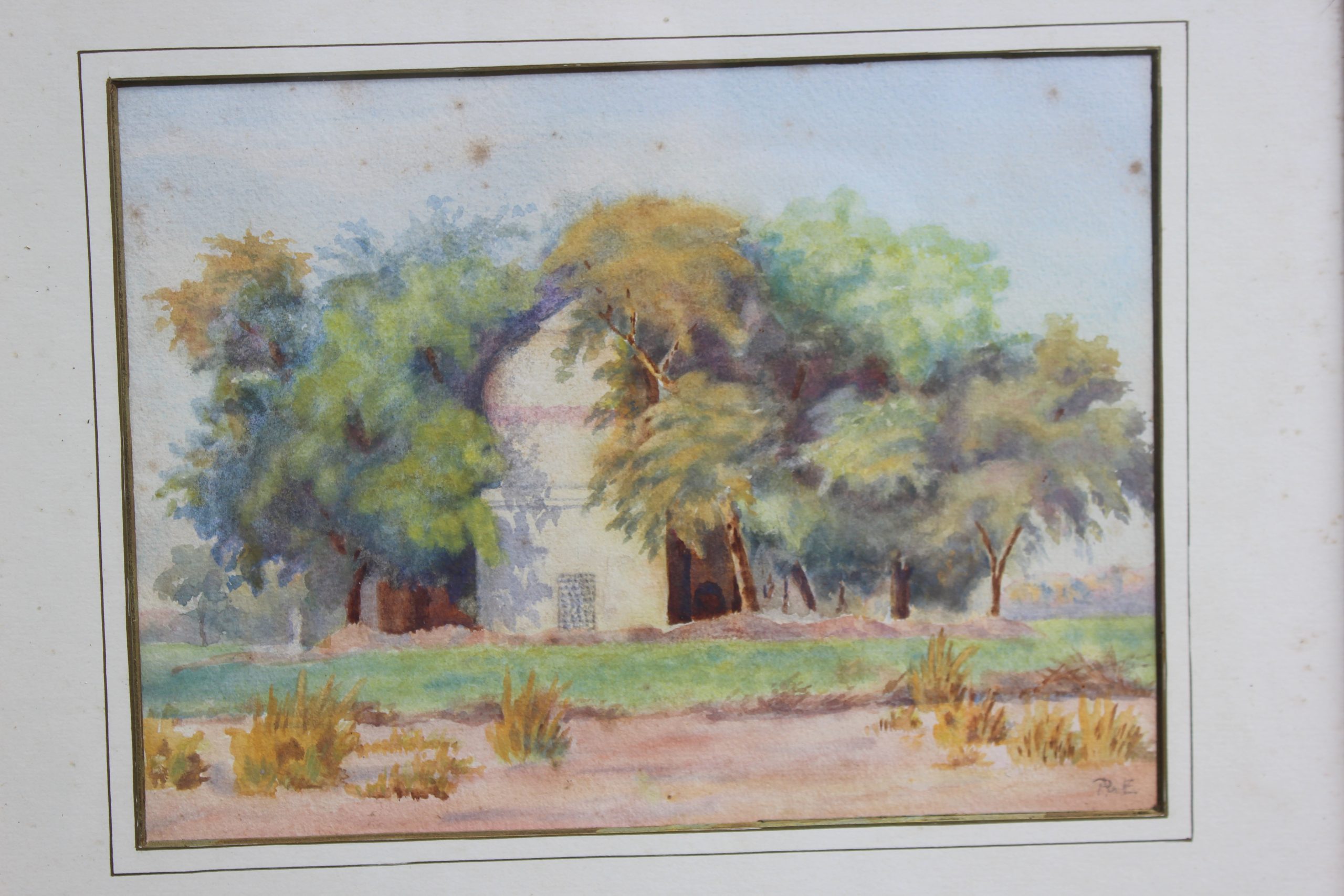 Antique Indian Watercolour Of A Temple