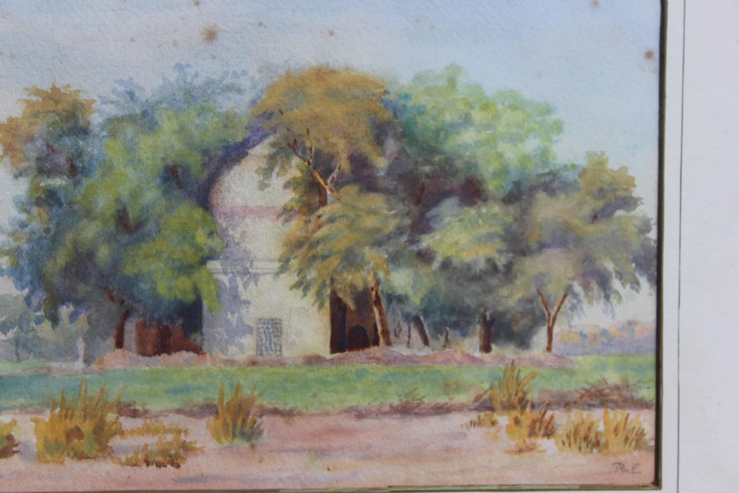 Antique Indian Watercolour Of A Temple