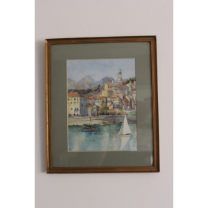 Antique Italian Riviera Possibly Portofino Watercolour