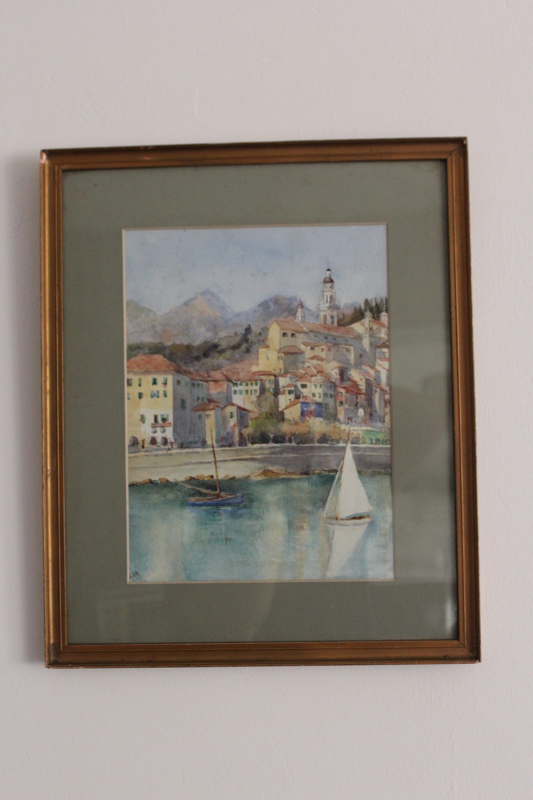 Antique Italian Riviera Possibly Portofino Watercolour
