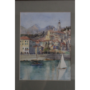 Antique Italian Riviera Possibly Portofino Watercolour