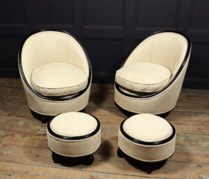 Exceptional Art Deco Salon Chairs Manner Of Ruhlman C1925 - Image 6