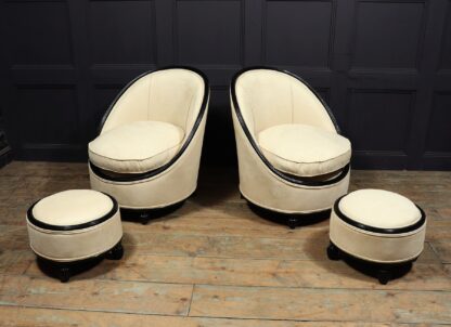 Exceptional Art Deco Salon Chairs Manner Of Ruhlman C1925 - Image 4