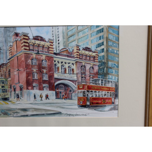 Vintage Watercolour Of The Western Market Hong Kong By Geoffrey Baverstock.