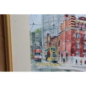 Vintage Watercolour Of The Western Market Hong Kong By Geoffrey Baverstock.