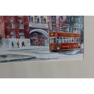 Vintage Watercolour Of The Western Market Hong Kong By Geoffrey Baverstock.