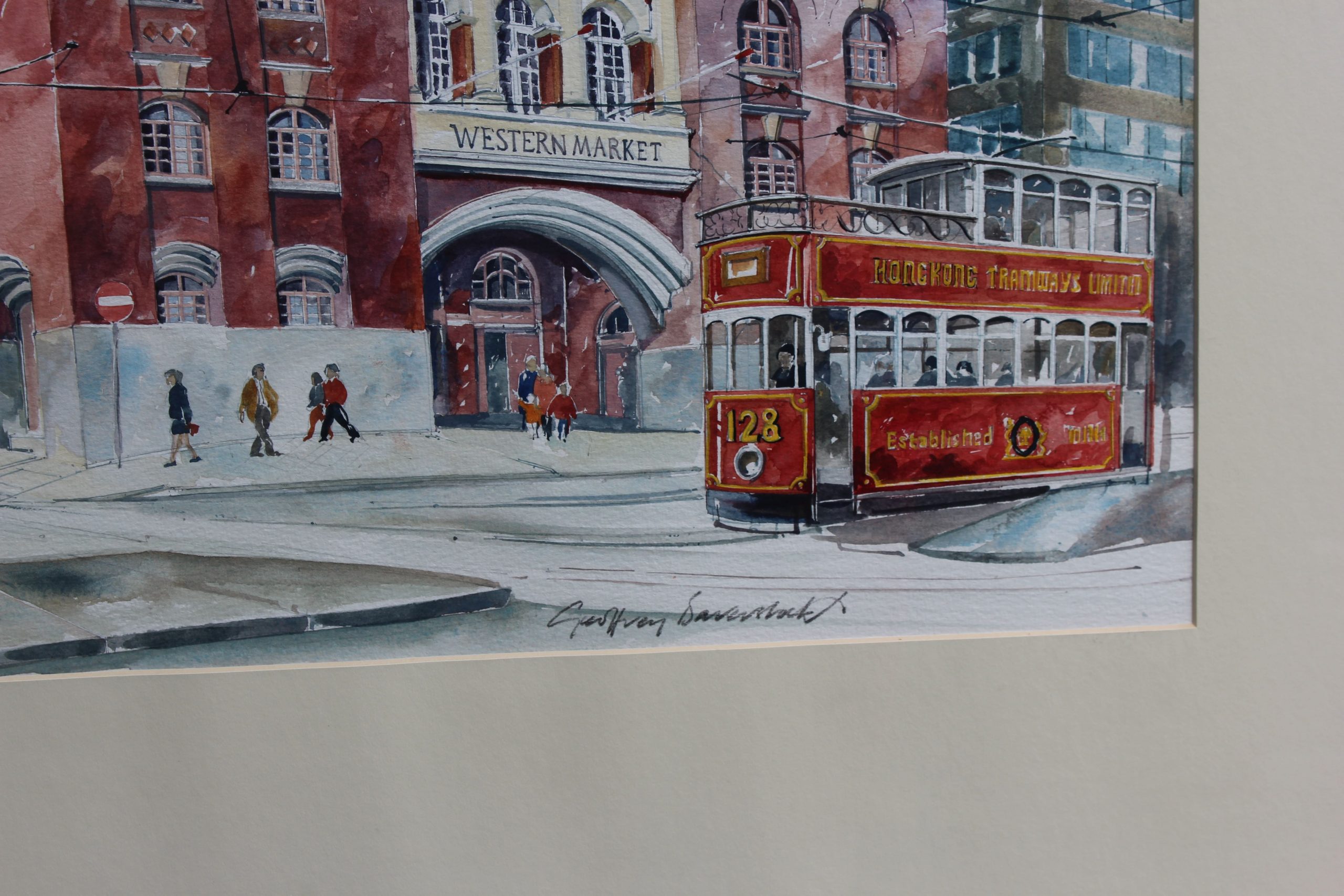 Vintage Watercolour Of The Western Market Hong Kong By Geoffrey Baverstock.