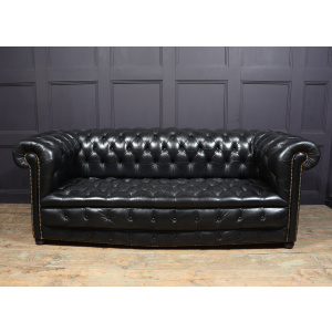 Vintage Black leather Chesterfield Sofa