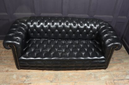 Vintage Black leather Chesterfield Sofa - Image 12