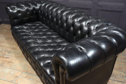 Vintage Black leather Chesterfield Sofa - Image 16