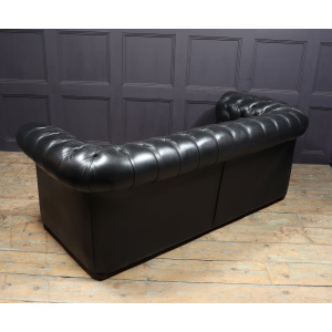 Vintage Black leather Chesterfield Sofa