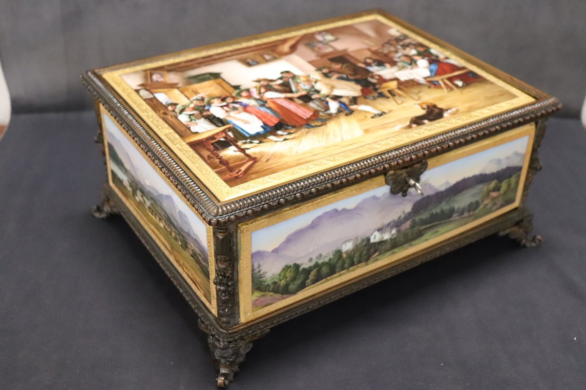 19th Century Bronze Mounted Hand Painted Porcelain Casket from KPM