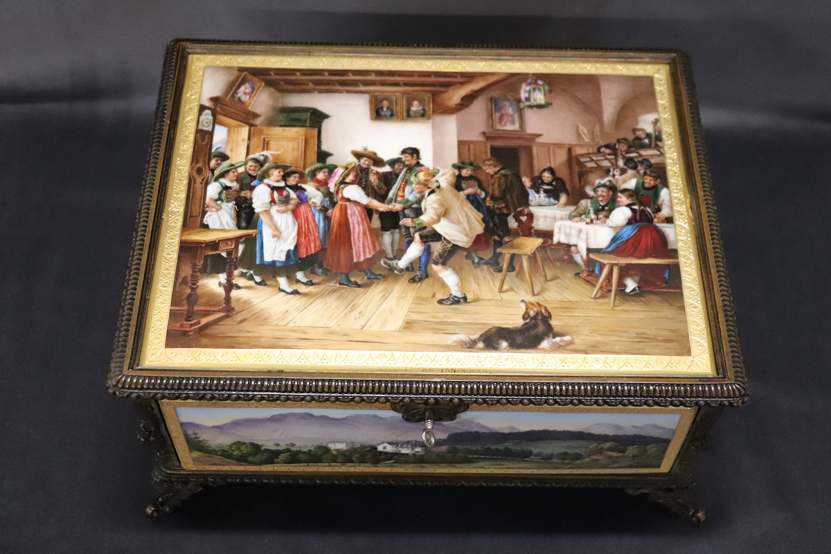 19th Century Bronze Mounted Hand Painted Porcelain Casket from KPM