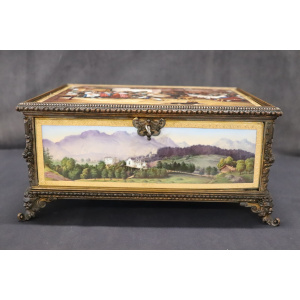 19th Century Bronze Mounted Hand Painted Porcelain Casket from KPM