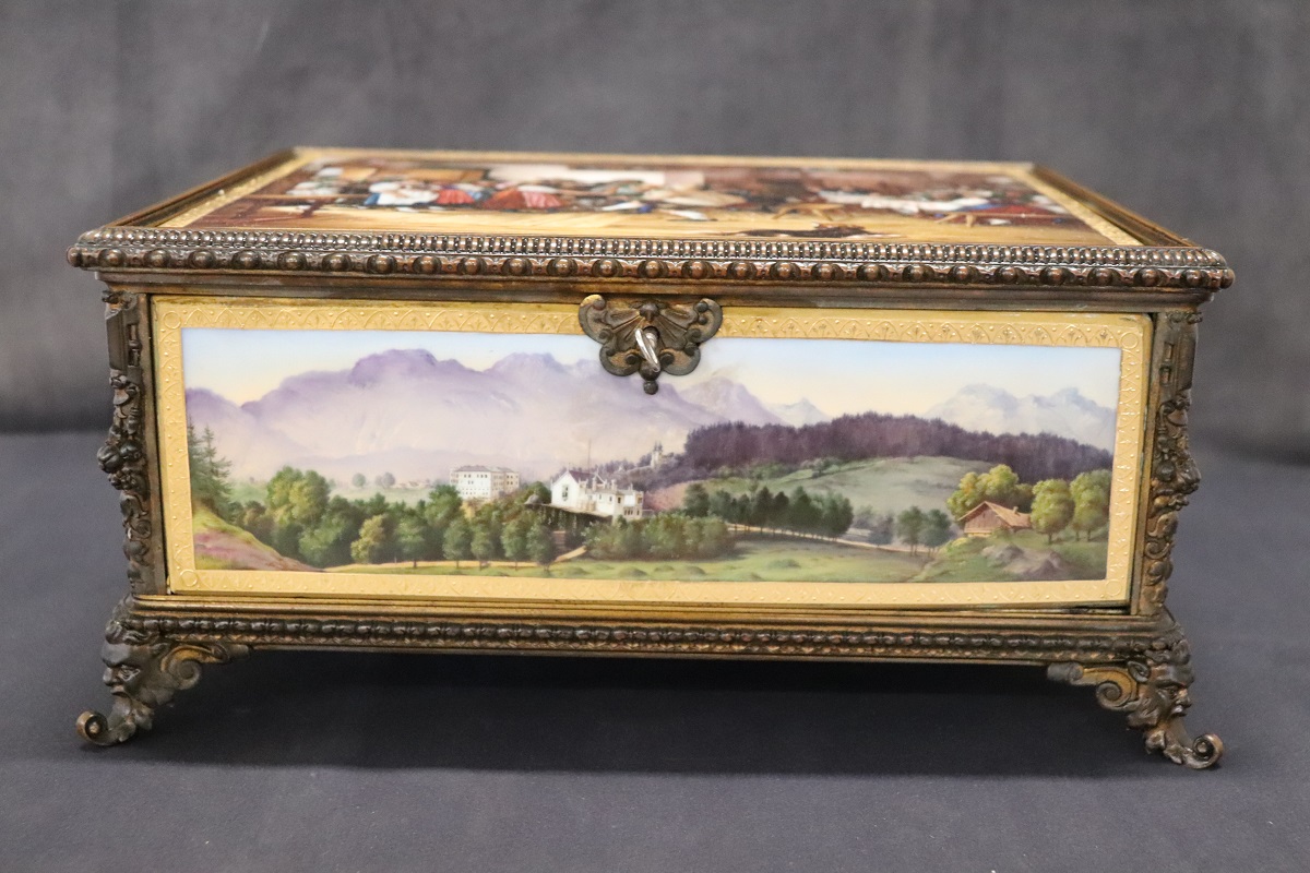 19th Century Bronze Mounted Hand Painted Porcelain Casket from KPM