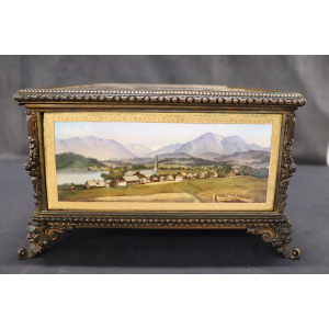 19th Century Bronze Mounted Hand Painted Porcelain Casket from KPM