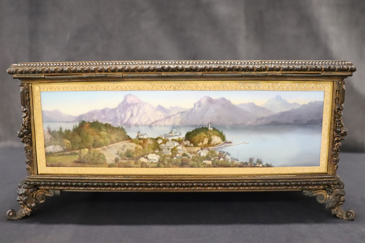 19th Century Bronze Mounted Hand Painted Porcelain Casket from KPM