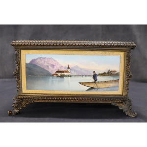 19th Century Bronze Mounted Hand Painted Porcelain Casket from KPM