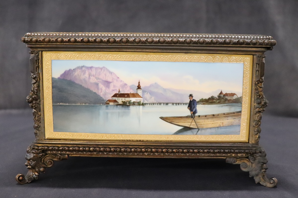 19th Century Bronze Mounted Hand Painted Porcelain Casket from KPM