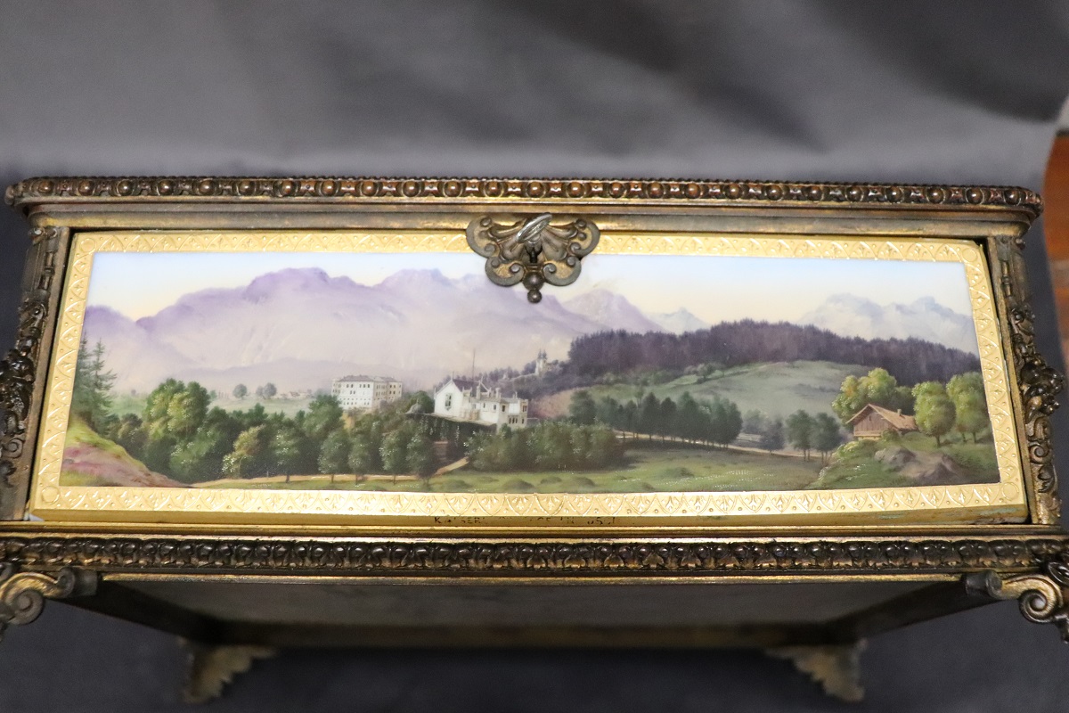 19th Century Bronze Mounted Hand Painted Porcelain Casket from KPM