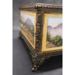 19th Century Bronze Mounted Hand Painted Porcelain Casket from KPM
