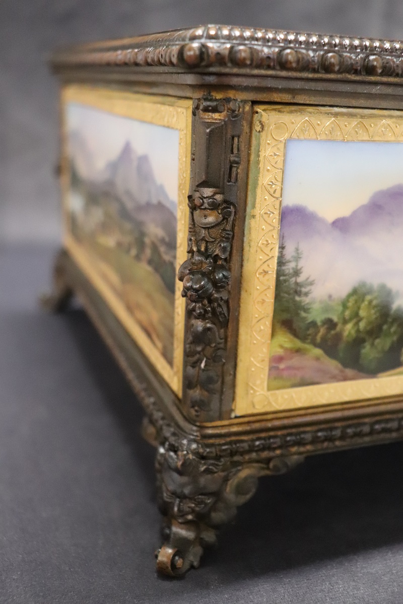 19th Century Bronze Mounted Hand Painted Porcelain Casket from KPM