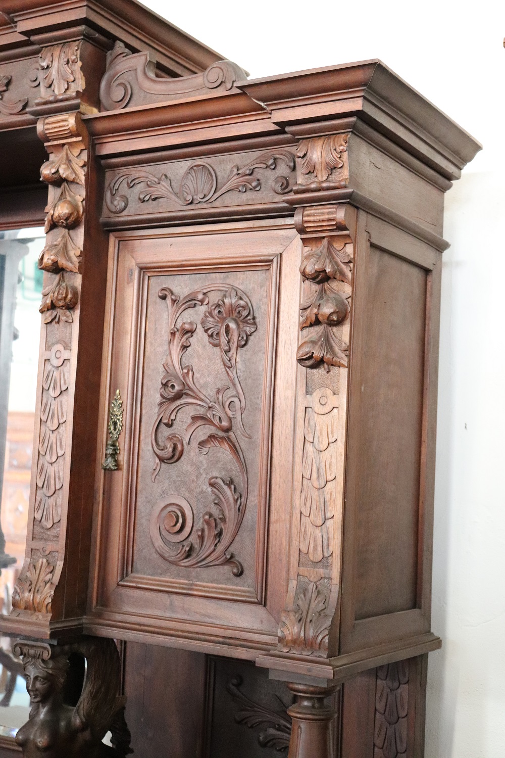 Large 19th Century Carved Walnut Sideboard