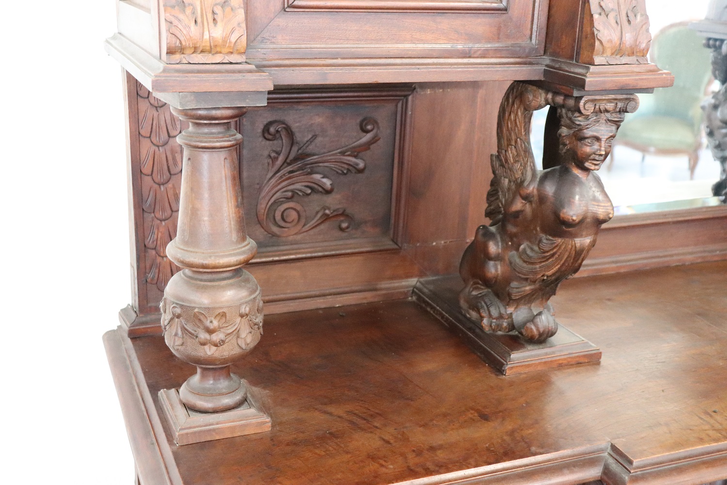 Large 19th Century Carved Walnut Sideboard