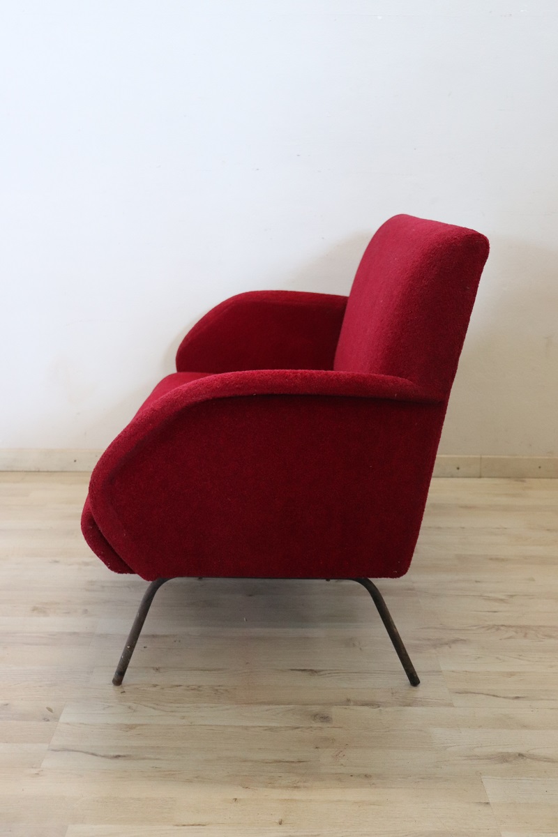 Vintage Italian Red Sofa, 1950s