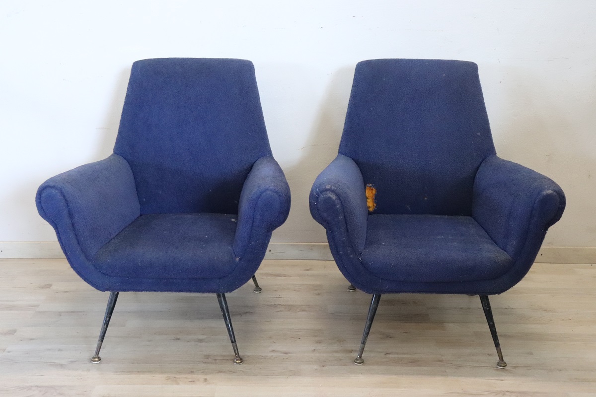 Armchairs attributed to Gigi Radice for Minotti, 1950s, Set of 2