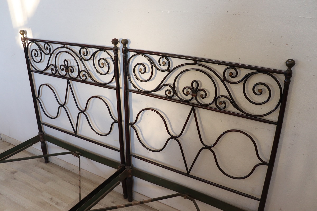 Single Beds in Iron, 19th Century, Set of 2
