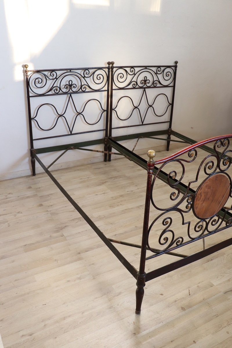 Single Beds in Iron, 19th Century, Set of 2