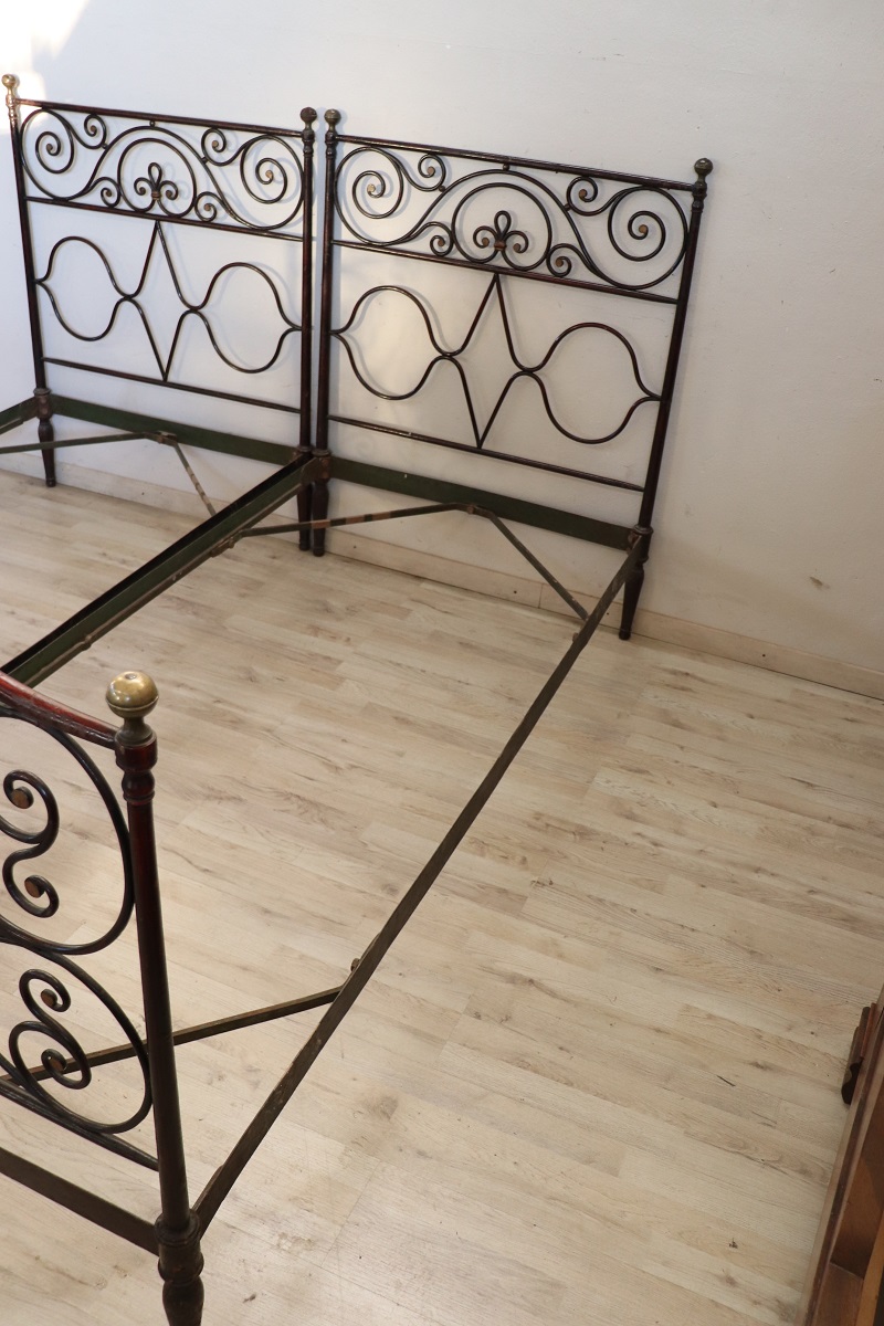 Single Beds in Iron, 19th Century, Set of 2