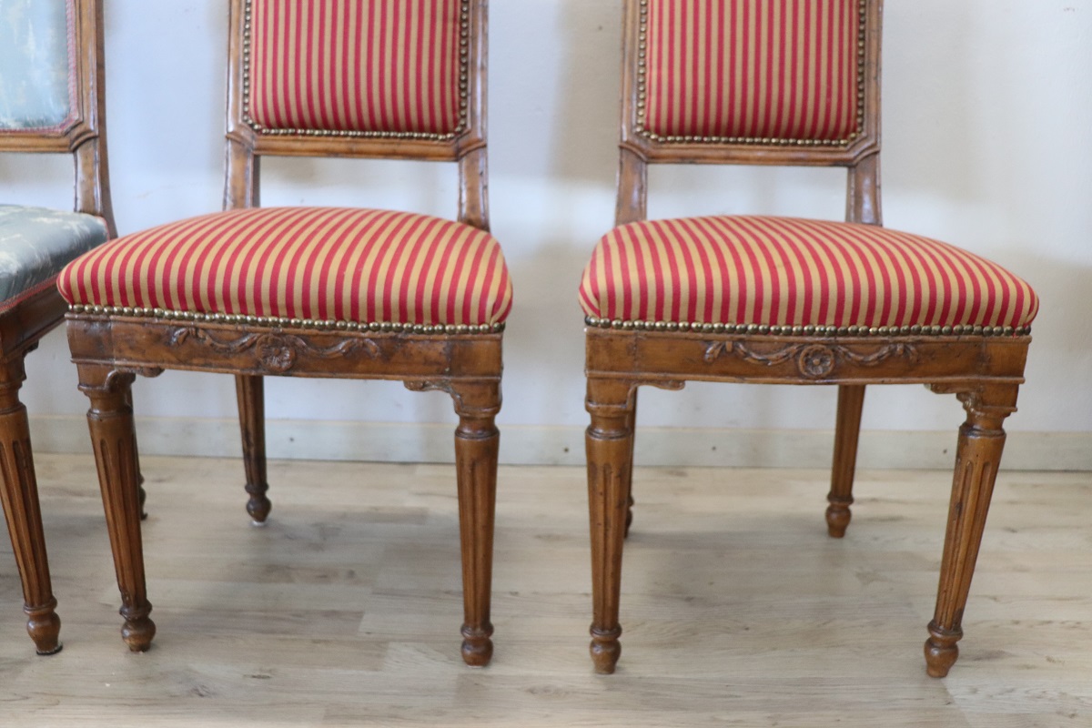 Antique Dining Chairs in Walnut, 18th Century, Set of 4