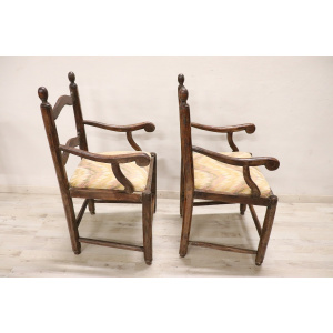 Antique Armchairs in Walnut, 18th Century, Set of 2