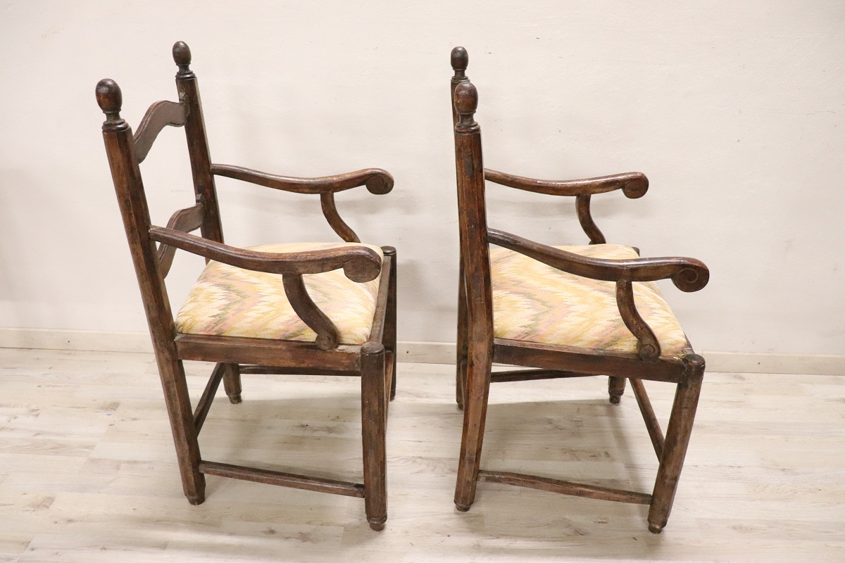 Antique Armchairs in Walnut, 18th Century, Set of 2